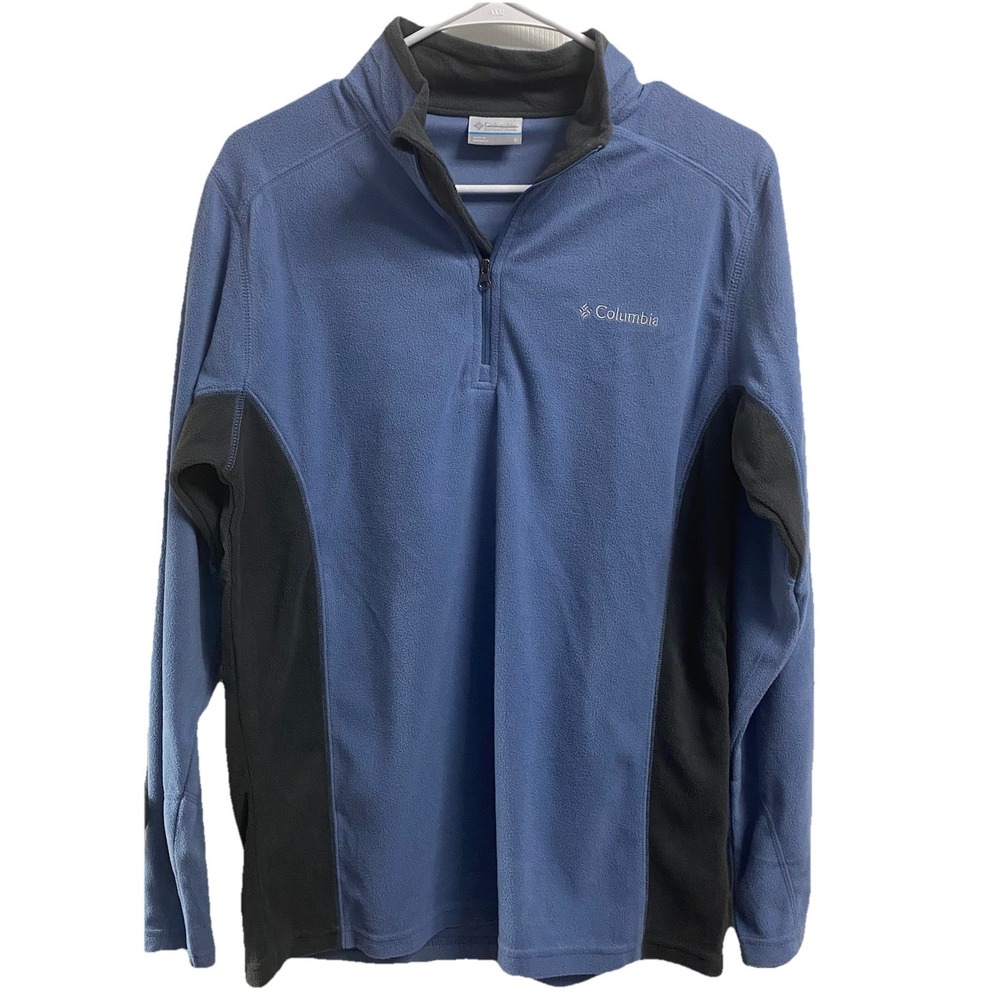 Columbia Men's Lightweight Fleece 1/4 Zip Pullover Jacket Light Blue&Gray Sz. S